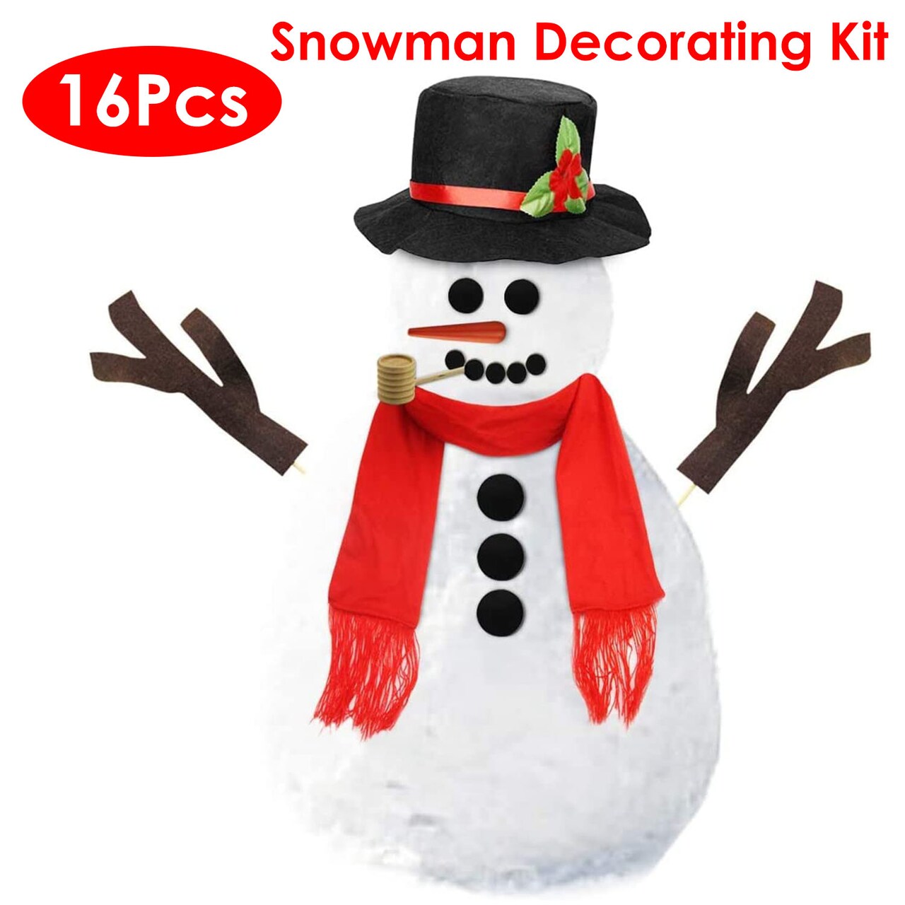16Pcs Snowman Decorating Kit Winter Party Outdoor Toys Christmas Accessories